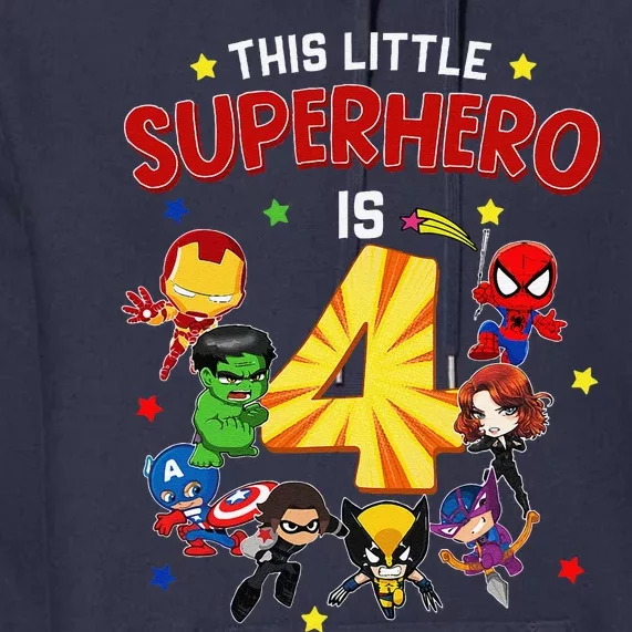 This Little Superhero Is 4 Birthday Superhero 4 Year Old Boy Premium Hoodie