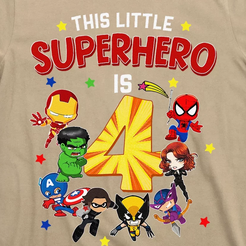 This Little Superhero Is 4 Birthday Superhero 4 Year Old Boy T-Shirt