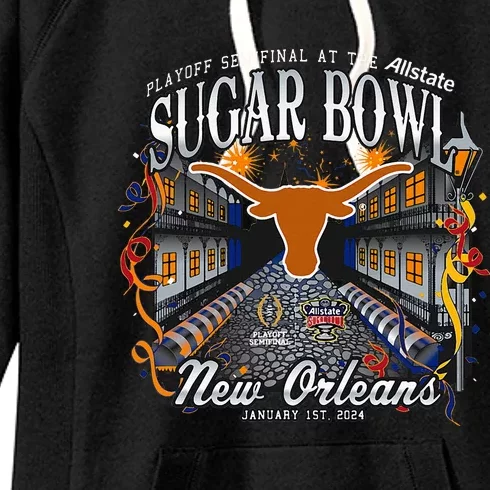 Texas Longhorns Sugar Bowl 2024 CFP Semi Football NOLA Women's Fleece Hoodie