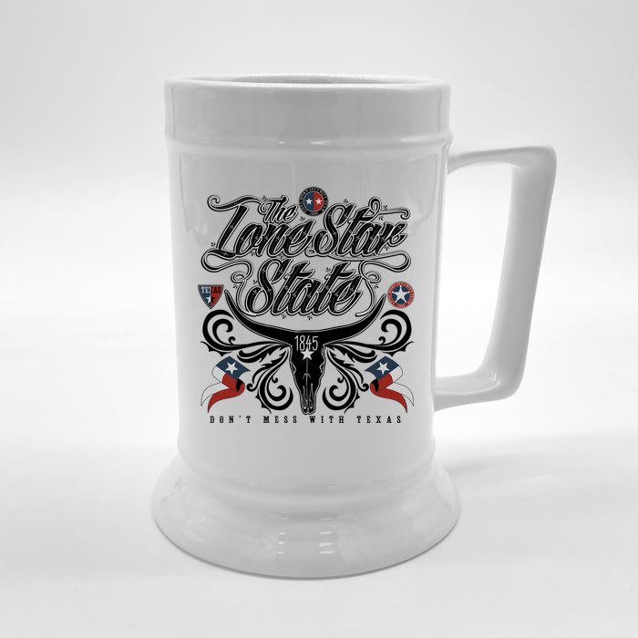 The Lone Star State 1845 Longhorn Don't Mess With Texas Front & Back Beer Stein