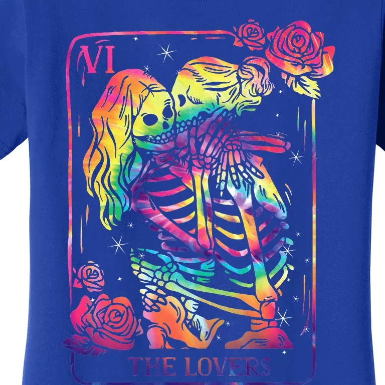 The Lovers Tarot Card Goth Kissing Lesbian Skeletons Women's T-Shirt