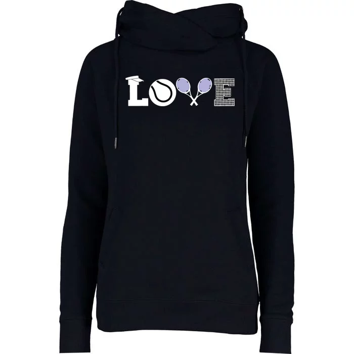 Tennis Love Tennis Fan Tennis Player Gift Tennis Lover Womens Funnel Neck Pullover Hood