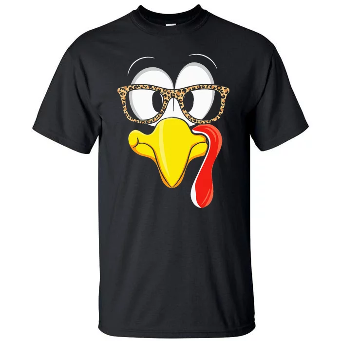 Thanksgiving Leopard Turkey Face Celebration Tall T-Shirt