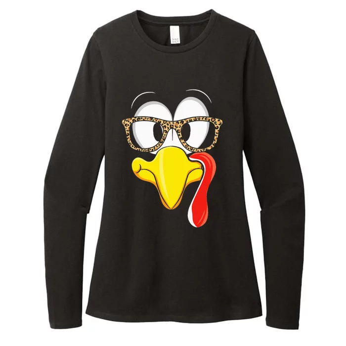 Thanksgiving Leopard Turkey Face Celebration Womens CVC Long Sleeve Shirt