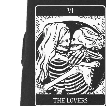 The Lovers Tarot Card Occult Goth Lesbian Skeleton Halloween Doggie 3-End Fleece Hoodie