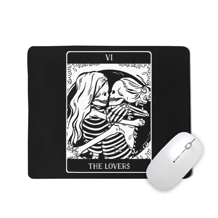 The Lovers Tarot Card Occult Goth Lesbian Skeleton Halloween Mousepad