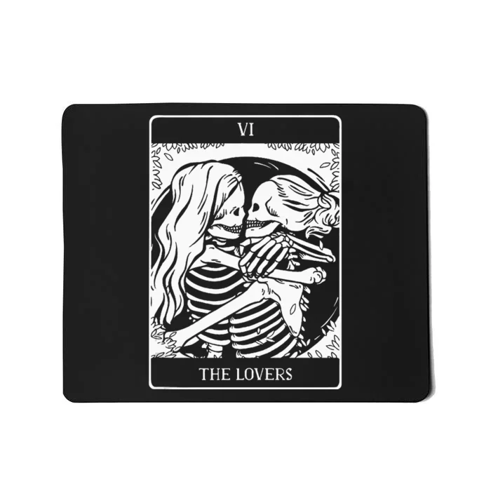 The Lovers Tarot Card Occult Goth Lesbian Skeleton Halloween Mousepad