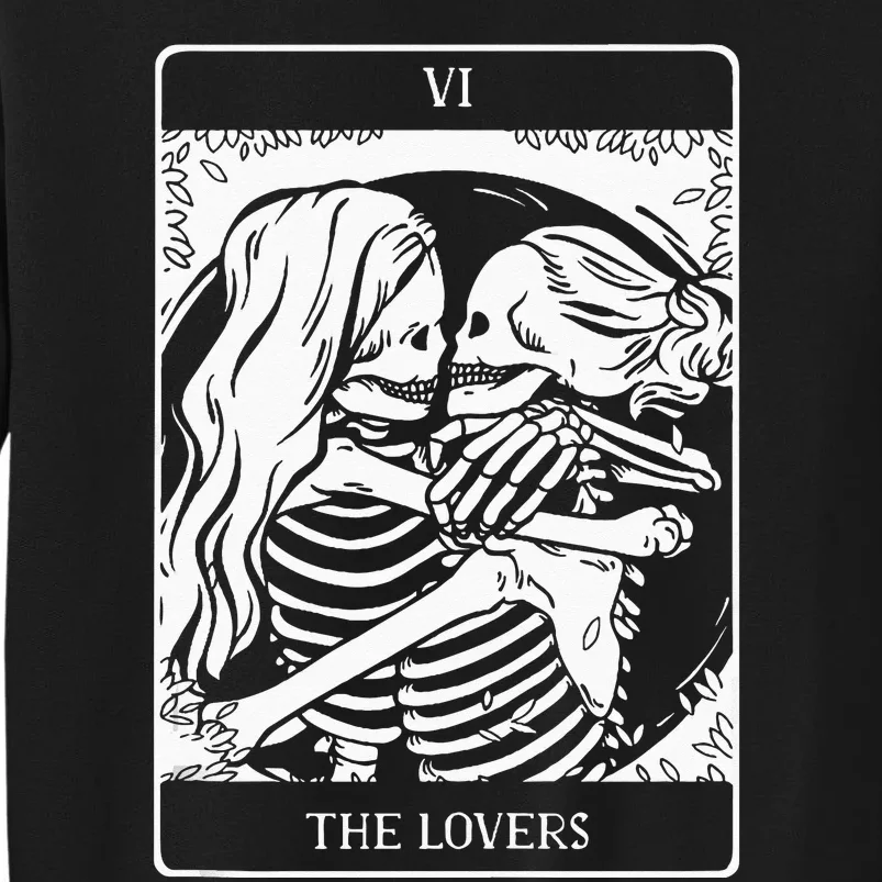 The Lovers Tarot Card Occult Goth Lesbian Skeleton Halloween Tall Sweatshirt