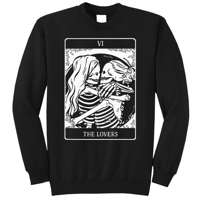 The Lovers Tarot Card Occult Goth Lesbian Skeleton Halloween Tall Sweatshirt