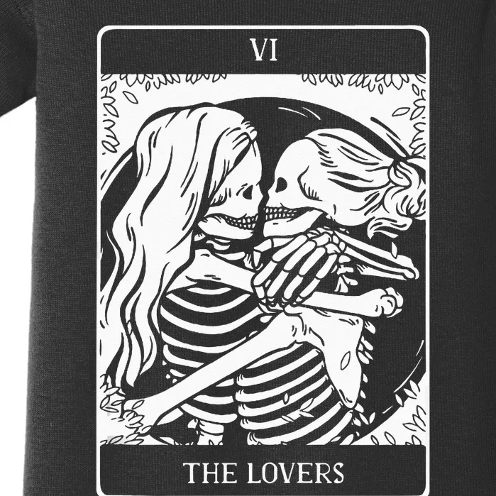 The Lovers Tarot Card Occult Goth Lesbian Skeleton Halloween Baby Bodysuit