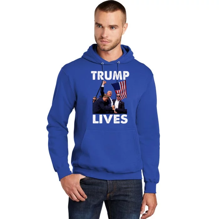 Trump Live Trump Shot Fist Pump Tall Hoodie