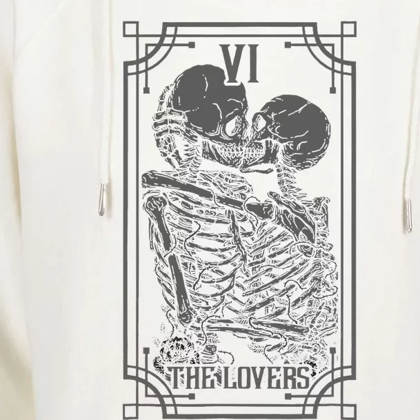 The Lovers Tarot Card Goth Skull Halloween Gothic Womens Funnel Neck Pullover Hood