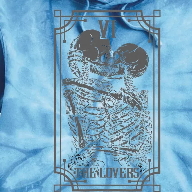 The Lovers Tarot Card Goth Skull Halloween Gothic Tie Dye Hoodie