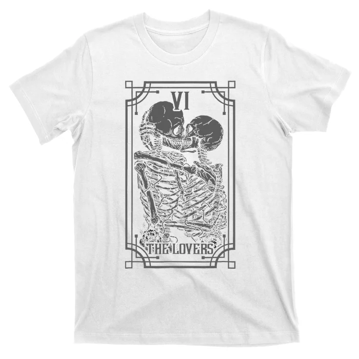 The Lovers Tarot Card Goth Skull Halloween Gothic T-Shirt