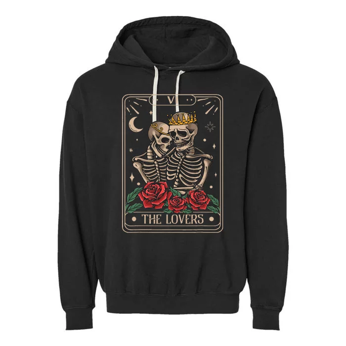 The Lovers Tarot Card Vintage The Lovers Tarot Garment-Dyed Fleece Hoodie