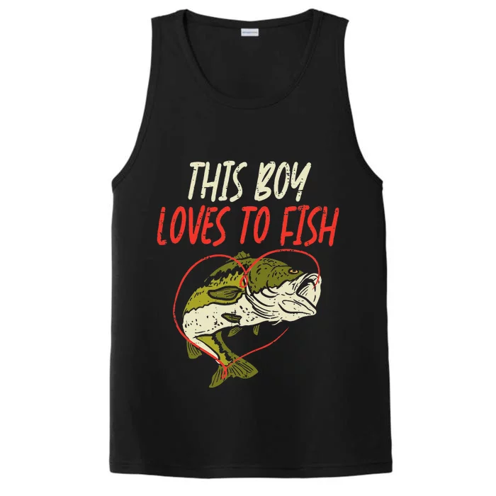 This Loves To Fish Bass Fishing Family Matching Gift Performance Tank