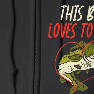 This Loves To Fish Bass Fishing Family Matching Gift Full Zip Hoodie