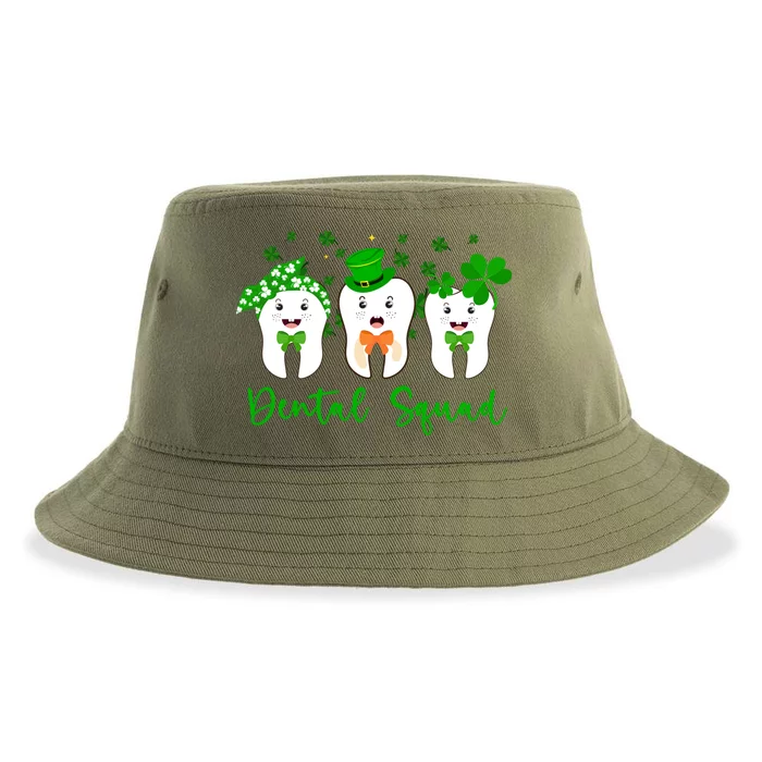 Three Leprechaun Teeth Dental Squad Dentist St Patrick's Day Meaningful Gift Sustainable Bucket Hat