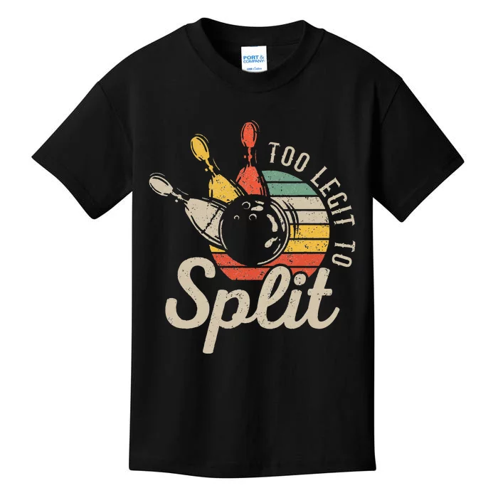 Too Legit To Split Retro Bowling Funny Bowler Bowling Team Kids T-Shirt