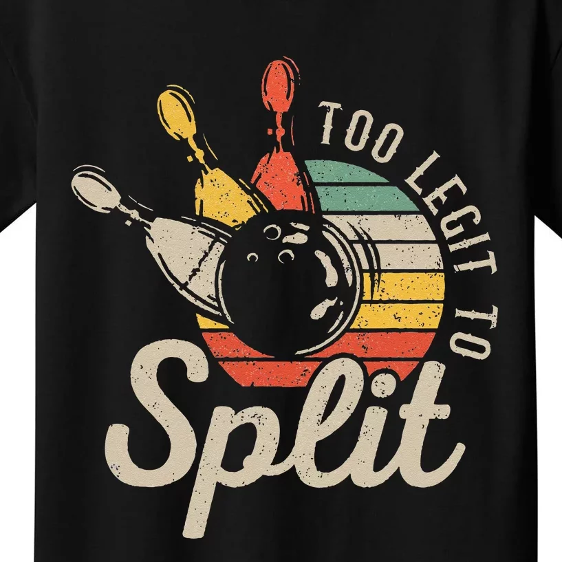 Too Legit To Split Retro Bowling Funny Bowler Bowling Team Kids T-Shirt