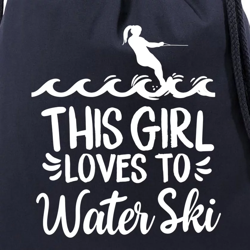 This Loves To Water Ski Funny Gift Drawstring Bag