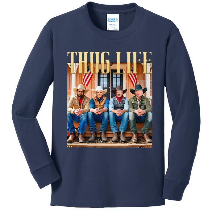 Thug Life Trump Vance Kennedy Elon Kids Long Sleeve Shirt