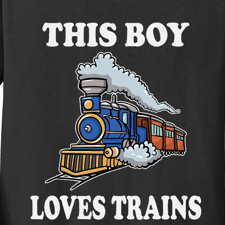 This Loves Trains Gift Wagon Lover Kids Long Sleeve Shirt