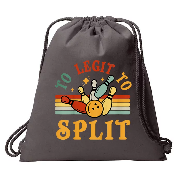 Too Legit To Split Funny Retro Team Bowler Bowling Drawstring Bag