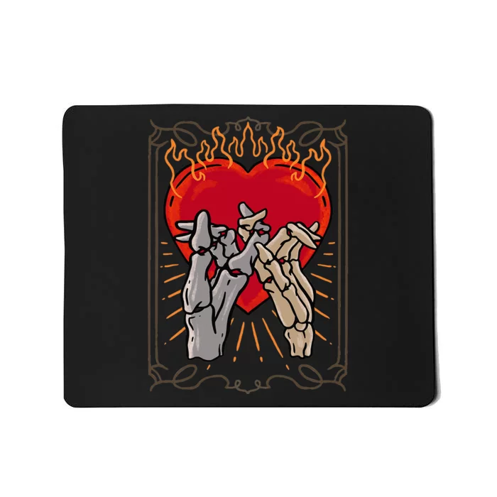 The Lovers Tarot Card Skeleton Gothic Heart Occult Goth Mousepad