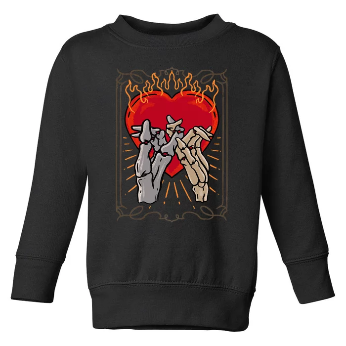 The Lovers Tarot Card Skeleton Gothic Heart Occult Goth Toddler Sweatshirt