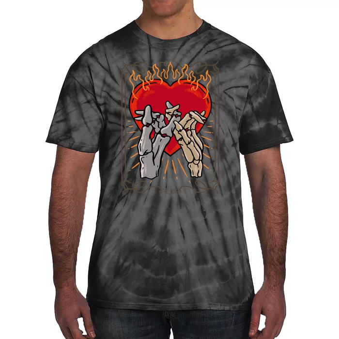 The Lovers Tarot Card Skeleton Gothic Heart Occult Goth Tie-Dye T-Shirt