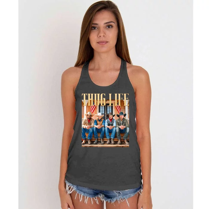 Thug Life Trump Vance Kennedy Elon Women's Knotted Racerback Tank