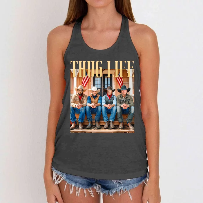 Thug Life Trump Vance Kennedy Elon Women's Knotted Racerback Tank