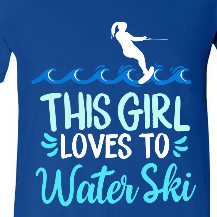 This Loves To Water Ski Gift V-Neck T-Shirt