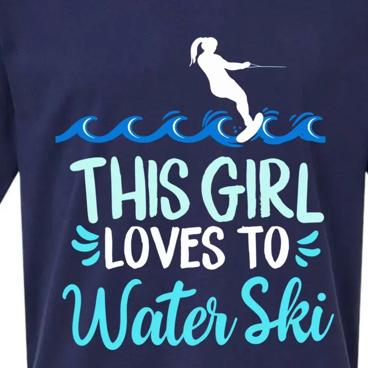 This Loves To Water Ski Gift Sueded Cloud Jersey T-Shirt