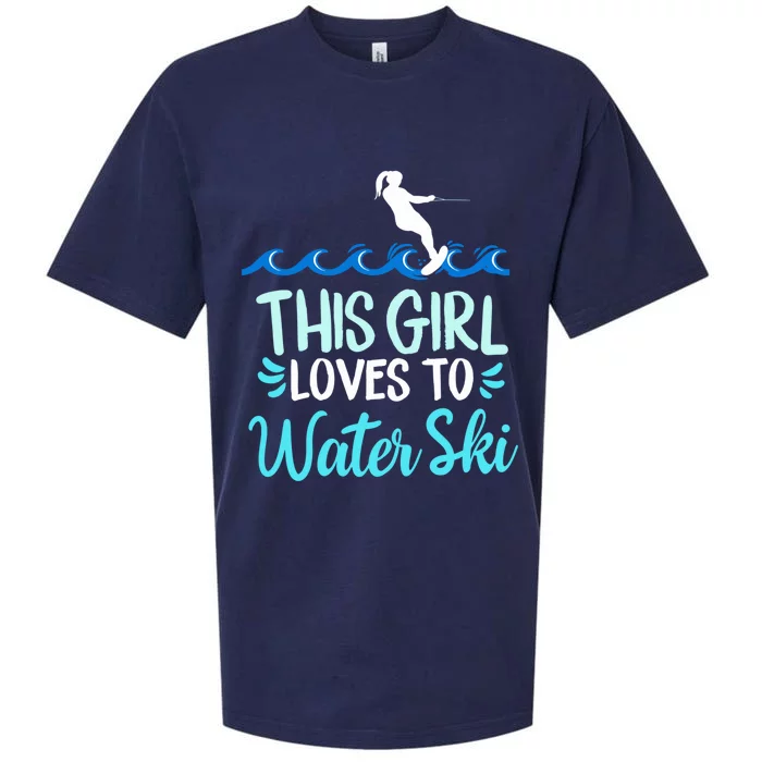 This Loves To Water Ski Gift Sueded Cloud Jersey T-Shirt