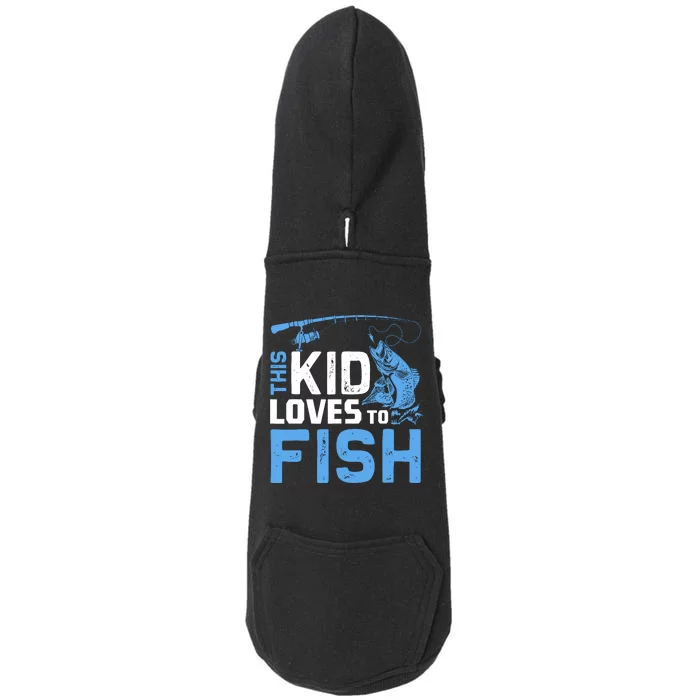 This Loves To Fish Funny Fishing Fisherman Gift Doggie 3-End Fleece Hoodie