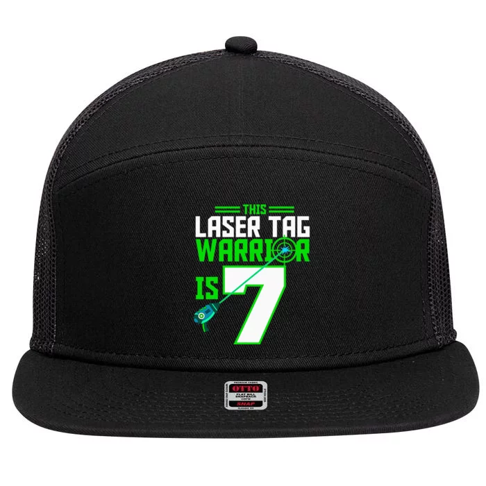 This Laser Tag Warrior Is 7 Gaming Birthday Party 7 Panel Mesh Trucker Snapback Hat