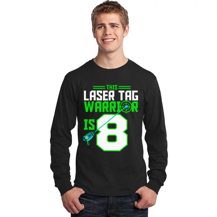 This Laser Tag Warrior Is 8 Gaming Birthday Party Tall Long Sleeve T-Shirt