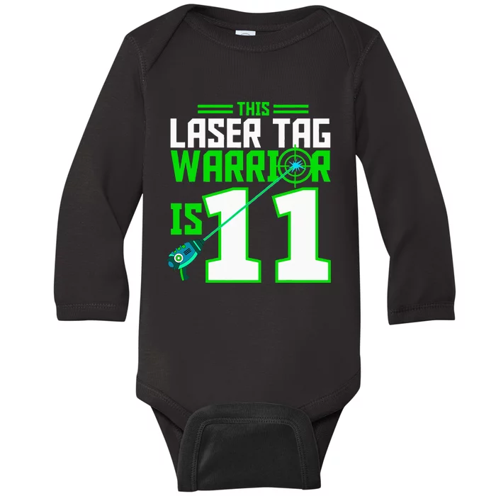 This Laser Tag Warrior Is 11 Gaming Birthday Party Baby Long Sleeve Bodysuit