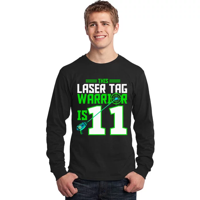 This Laser Tag Warrior Is 11 Gaming Birthday Party Tall Long Sleeve T-Shirt