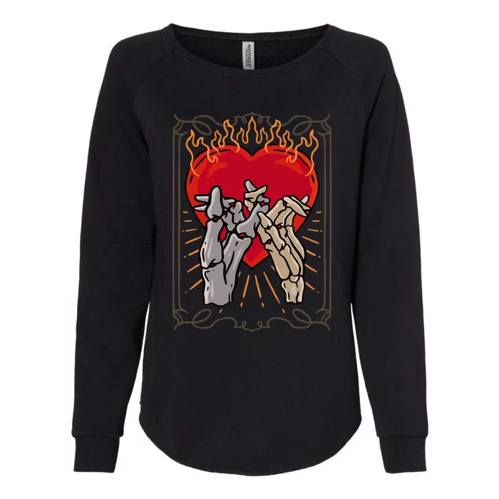 The Lovers Tarot Card Skeleton Gothic Heart Occult Goth Womens California Wash Sweatshirt