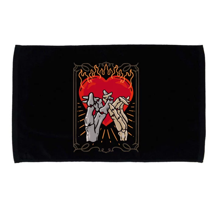 The Lovers Tarot Card Skeleton Gothic Heart Occult Goth Microfiber Hand Towel