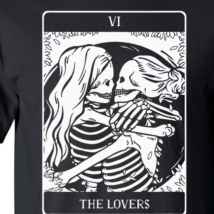 The Lovers Tarot Card Occult Goth Lesbian Skeleton Halloween Tall T-Shirt