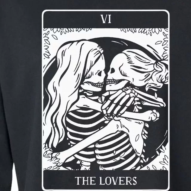 The Lovers Tarot Card Occult Goth Lesbian Skeleton Halloween Cropped Pullover Crew