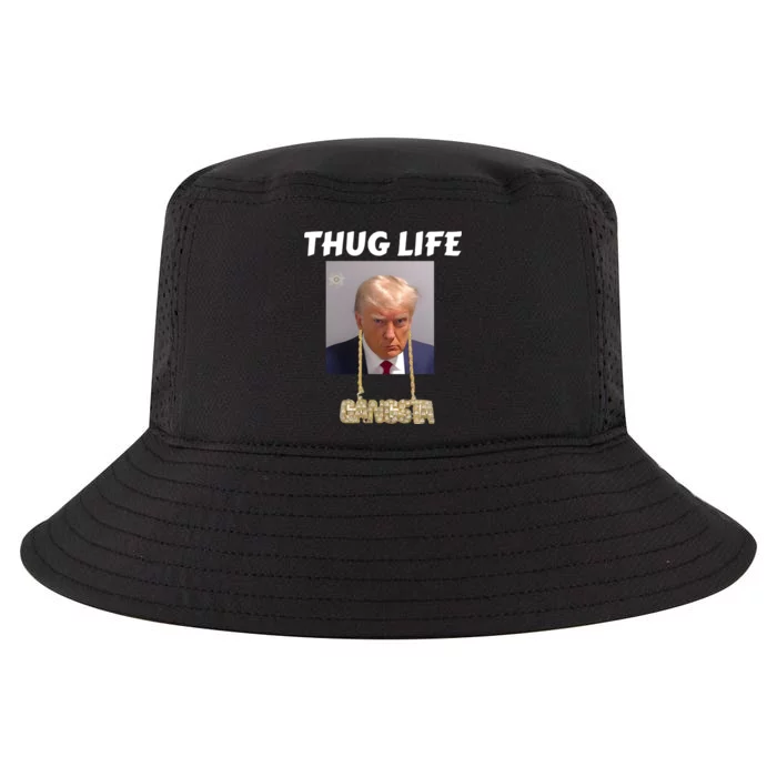 Thug Life Trump Mugshot Gangsta Gold Chain Bling Drip Trump Cool Comfort Performance Bucket Hat