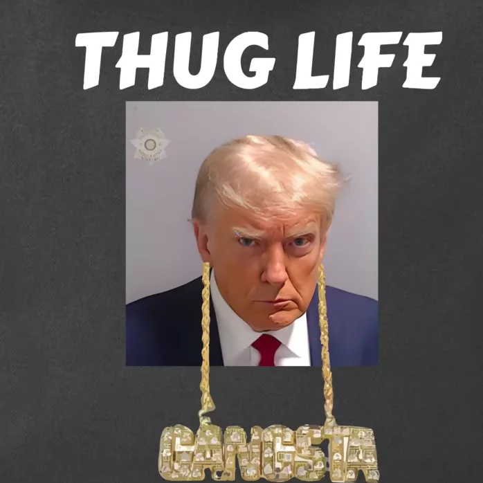 Thug Life Trump Mugshot Gangsta Gold Chain Bling Drip Trump Zip Tote Bag