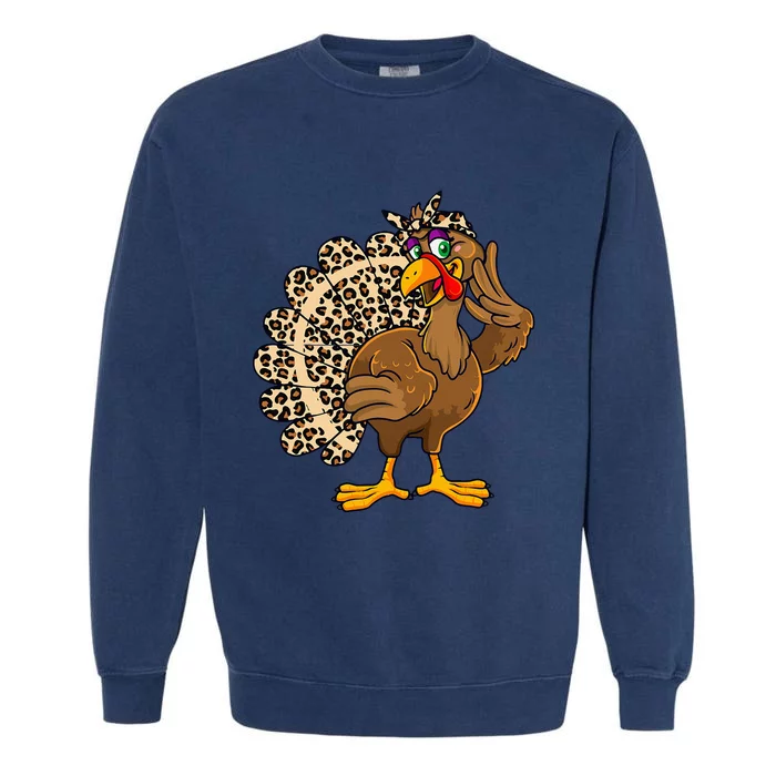 Thanksgiving Leopard Turkey Graphic Garment-Dyed Sweatshirt