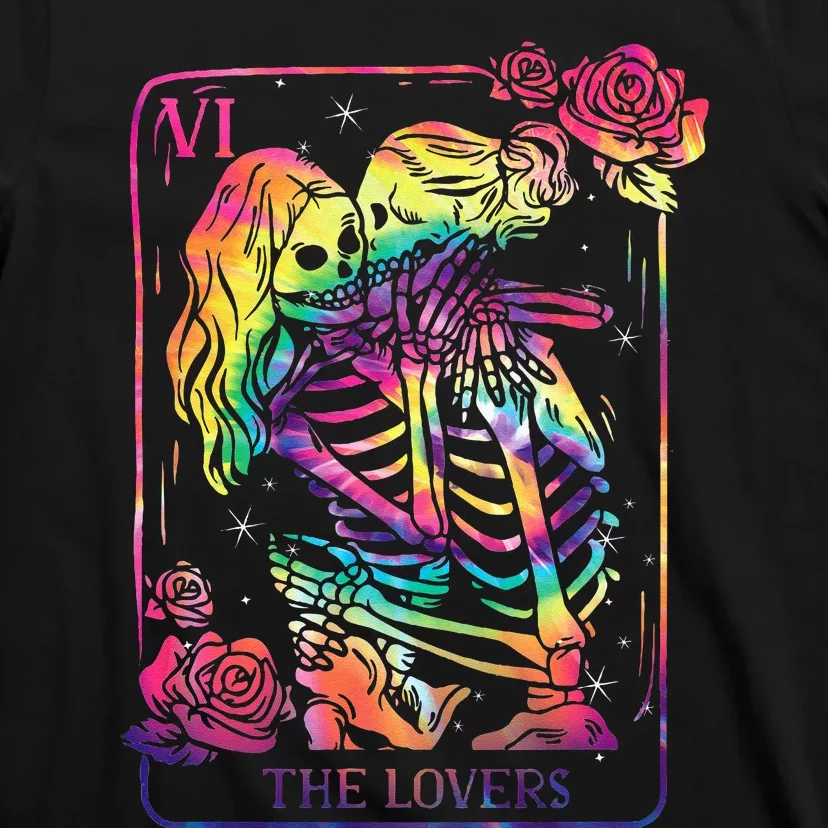 The Lovers Tarot Card Goth Kissing Lesbian Skeletons T-Shirt