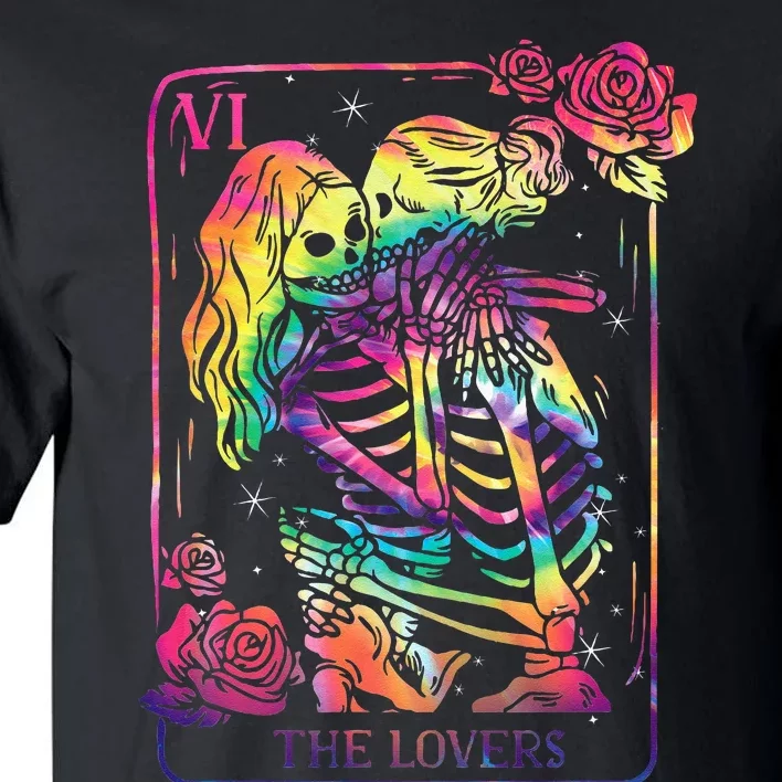 The Lovers Tarot Card Goth Kissing Lesbian Skeletons Tall T-Shirt